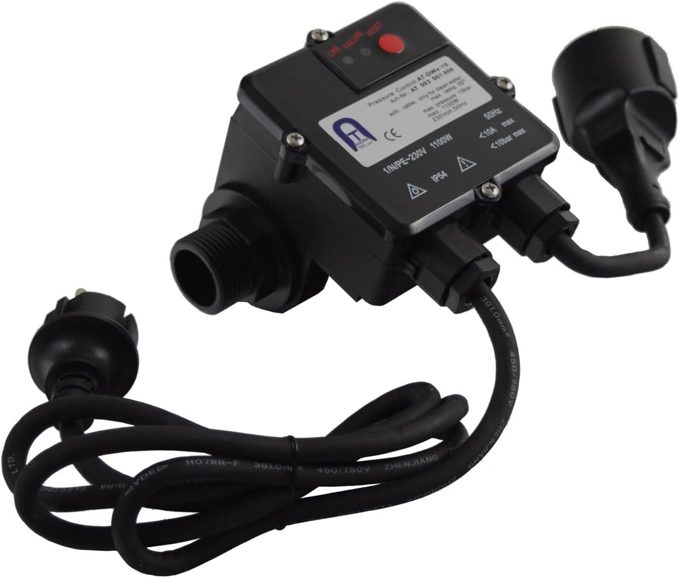 Agora-Tec at 003 001 006 at-dwv-10 Pressostat Cable for Pump Submersible Centrifugal Pumps and Control 10 Bar Working Pressure
