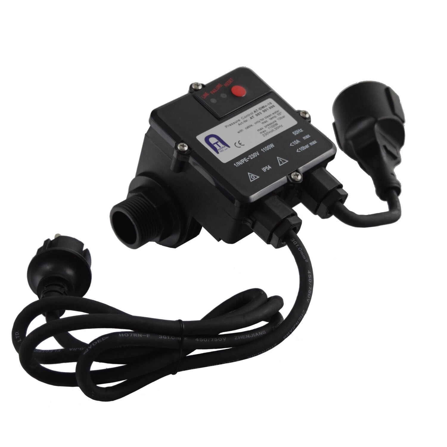 Agora-Tec at 003 001 006 at-dwv-10 Pressostat Cable for Pump Submersible Centrifugal Pumps and Control 10 Bar Working Pressure