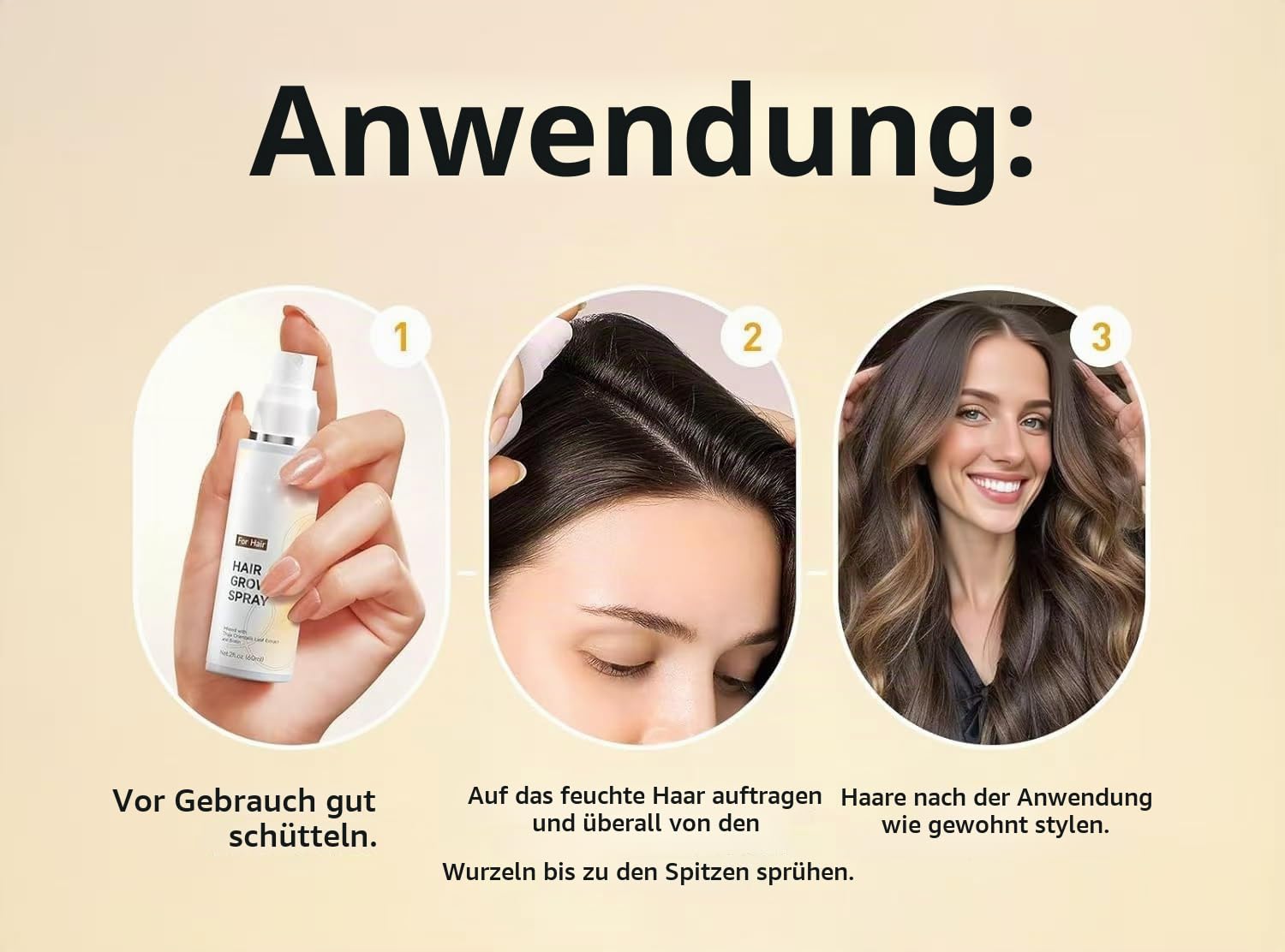 Snidin Haarwuchsspray, Spray gegen Haarausfall für stärkeres und volleres Haar, natürliches Haarverdichtungsserum für trockenes und geschädigtes Haar, fördert dickeres, natürliches Haar,2PCS