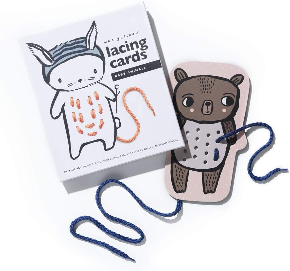 Wee Gallery Lacing Cards for Kids, Sewing Board Toy for Toddlers Ages 3+