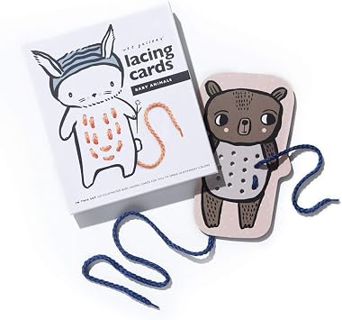 Wee Gallery Lacing Cards for Kids, Sewing Board Toy for Toddlers Ages 3+