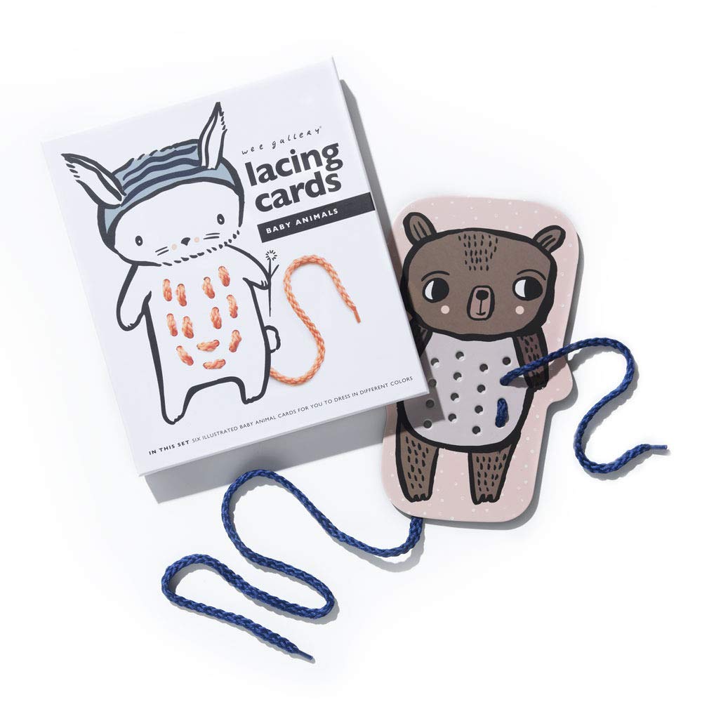 Wee Gallery Lacing Cards for Kids, Sewing Board Toy for Toddlers Ages 3+