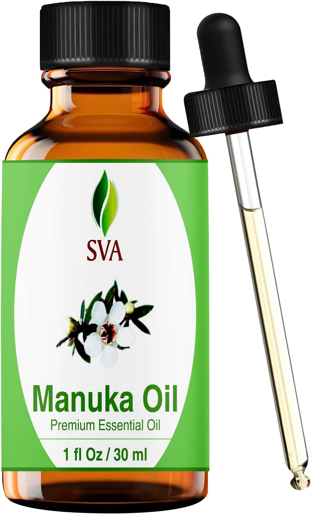 SVA Manuka Essential Oil – 1 Fl Oz – 100% Natural Manuka Oil - for Diffuser, Hair Care, Face, Skin Care, Aromatherapy, Scalp and Body Massage, Soap and Candle Making – with Dropper