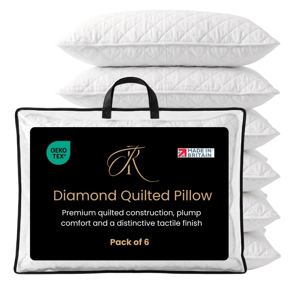 The Royce Diamond Hotel Quality Pillows 6 Pack Soft Hollowfibre Filling