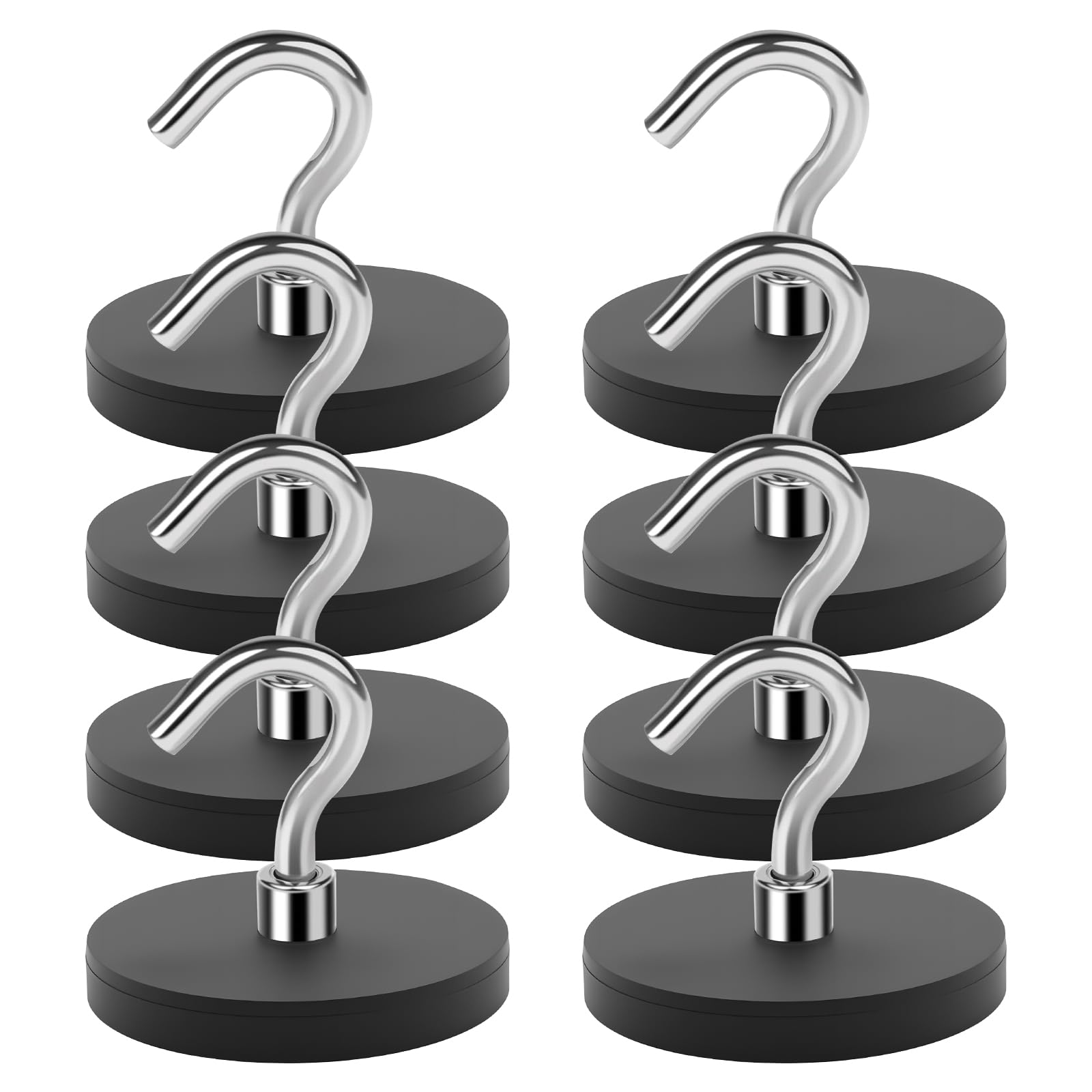 8 ganci magnetici, ganci magnetici extra forti, ganci magnetici al neodimio, magneti gommati D43 mm, per appendere, crociera, tenda, casa, cucina, posto di lavoro, rimovibile senza foratura