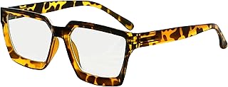Eyekepper Multifocus Progressive Computer Readers Women - Noline Trifocal Reading Glasses Blue Light Filter Oversize Frame - Tortoise +3.00