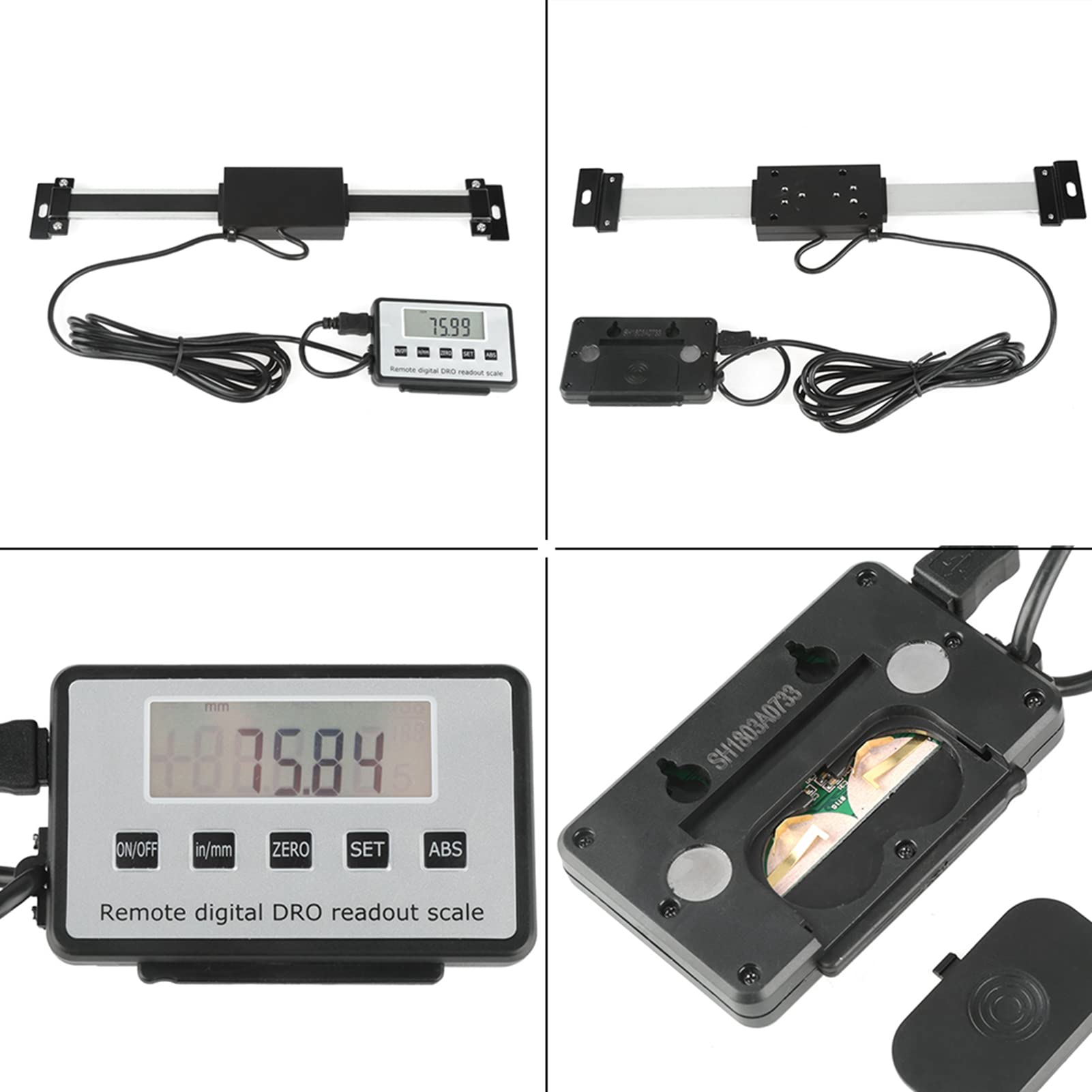 Kit de lectura lineal de lectura digital 0-150 mm Escala de lectura LCD digital precisa DRO Kit remoto lineal para fresadoras Tornos, carpintería