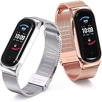 Vista 9 de MIJOBS Correa de repuesto de metal para Amazfit Band 5, compatible con Amazfit 5 Fitness Tracker (Milán, oro rosa)