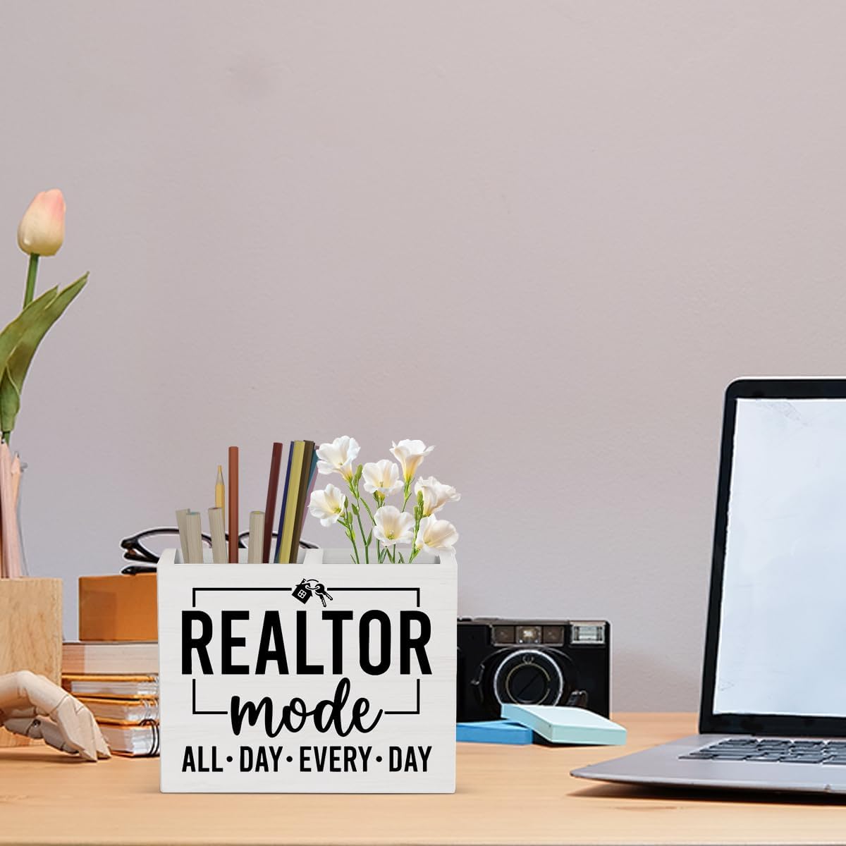Funny Realtor Gifts Wooden Pencil Holder, Real Estate Agent Gifts for Realtors, Cool Closing Gifts for Real Estate Agent Realtors Supplies 4 X 5 inch image 3