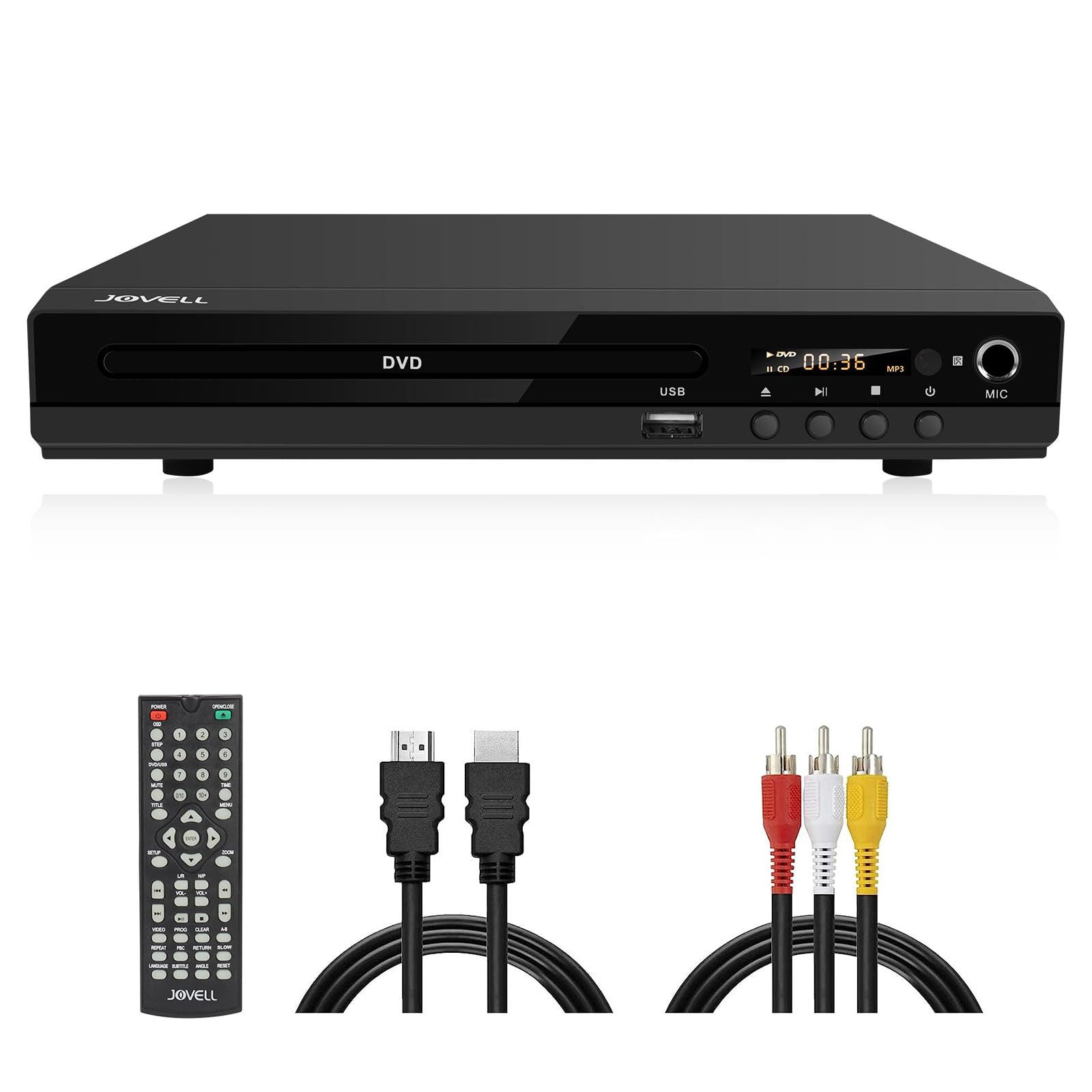 Reproductor de DVD para TV con Euroconector, JOVELL Reproductores de DVD Multiregión con Entrada USB, Salida HDMI AV, PAL NTSC Integrado, Reproduce Varios Formatos (No BLU-Ray, Modelo-170)