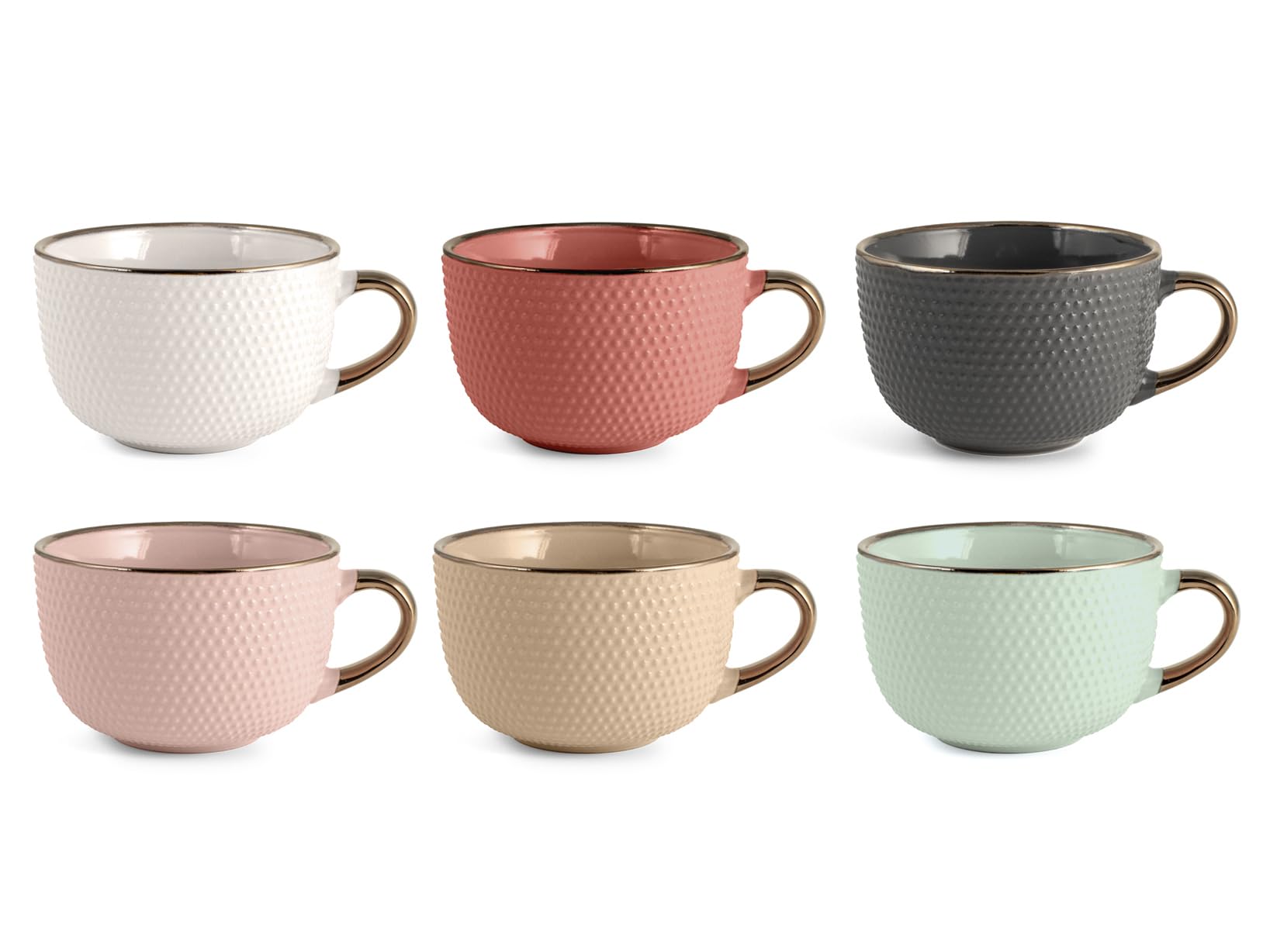 H&H Set of 6 Dots Breakfast Cups in Assorted Colours CC 510