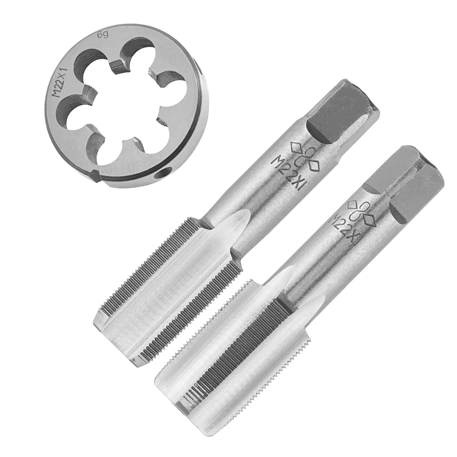 Taraud à main M22 x 1 mm et filière ronde à filetage pas fin