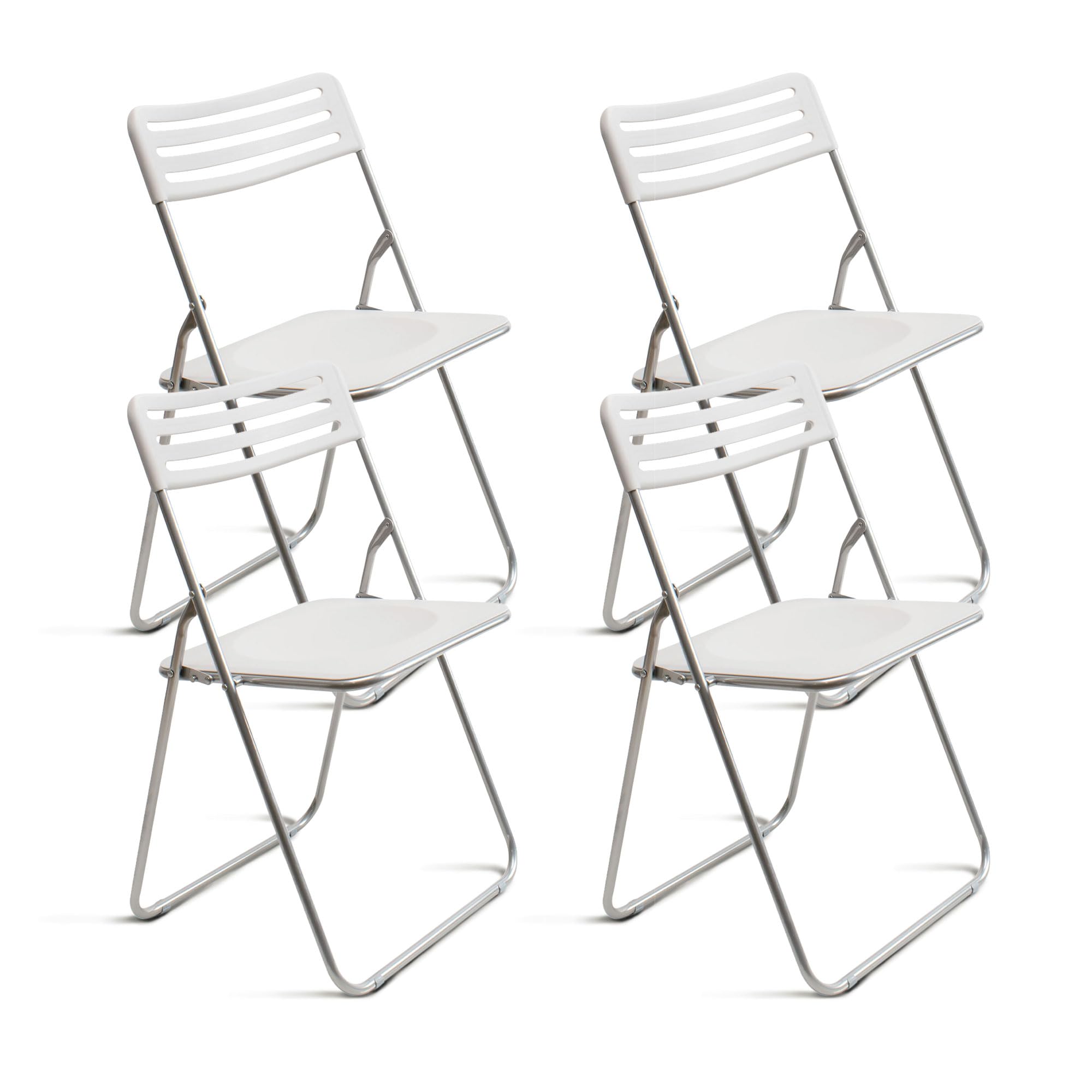 THE SECRET HOME Sillas Plegables de Metal y PP – Alto 80 cm x Ancho 42 cm – Asiento Auxiliar para el Hogar – Fácil Limpieza – Ideal para Interior/Exterior – Color Gris
