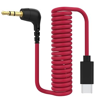 Toxaoii USB C to 3.5mm TRS Microphone Adapter Mic Cable for Rode Wireless GO 2, ME, Pro Mic, for Hollyland Lark M1, M2, 150 Max Duo Coiled Audio Cable Mic Cord for iPhone 16 Pro Max 15 Plus, Android