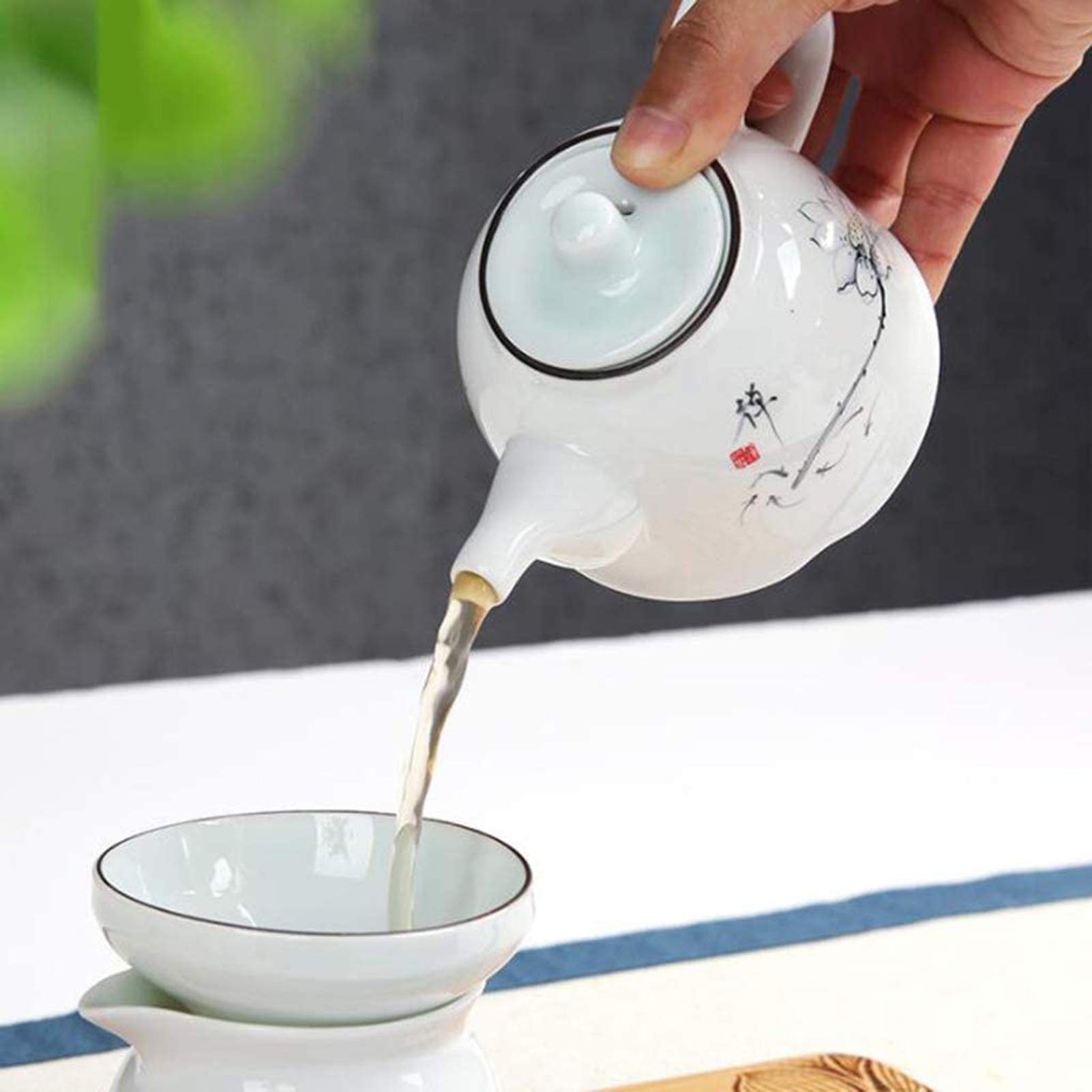 Juego de té de Kung Fu para el hogar Hueco de Porcelana Blanca/Juego de té japonés de cerámica/Tetera Pintada a Mano/Taza de té/Ceremonia del té