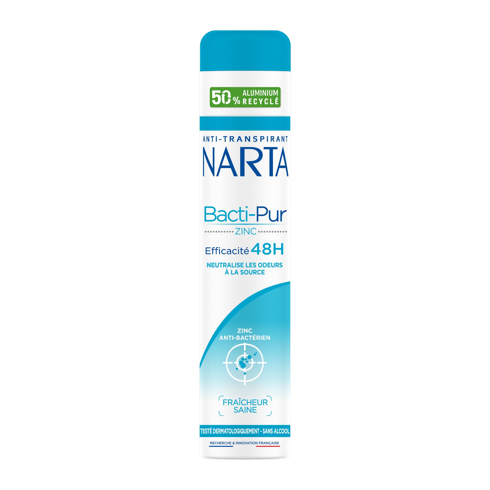 Narta Bacti-Pur Femme Déodorant Anti-Transpirant Spray Bacti-Pur Zinc efficacité 48h Fraîcheur Saine Sans Alcool 200ml