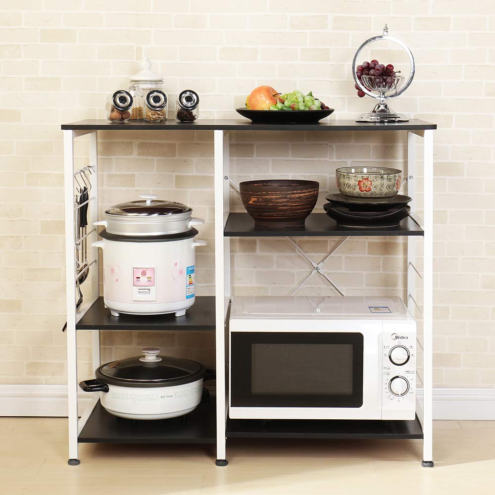 SogesPower 3-stöckiges Küchenregal Backregal Mikrowellenregal 3 Ebenen Regal mit S-Haken Küchenhelfer Gewürzregal für Ihre Küche 90 x 40 x 83 cm