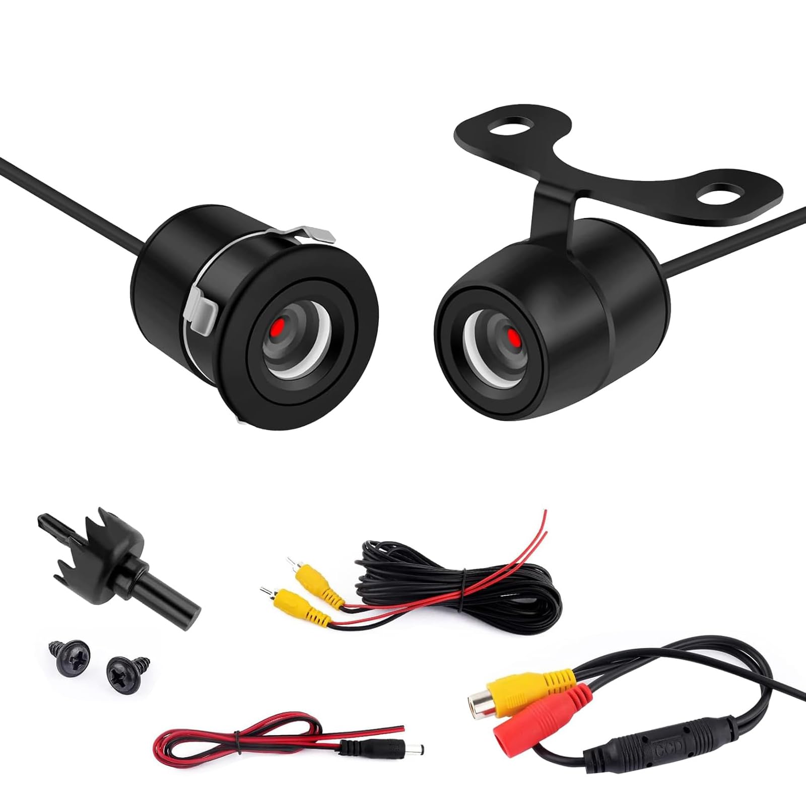 1 PC Car with Light HD Rearview Camera Kit, 170° Wide-Angle Butterfly Camera + 6 m Video Cable + 1 m Power Cable + Two Mounting Screws, Portable Repair Modification Accessories (Black)