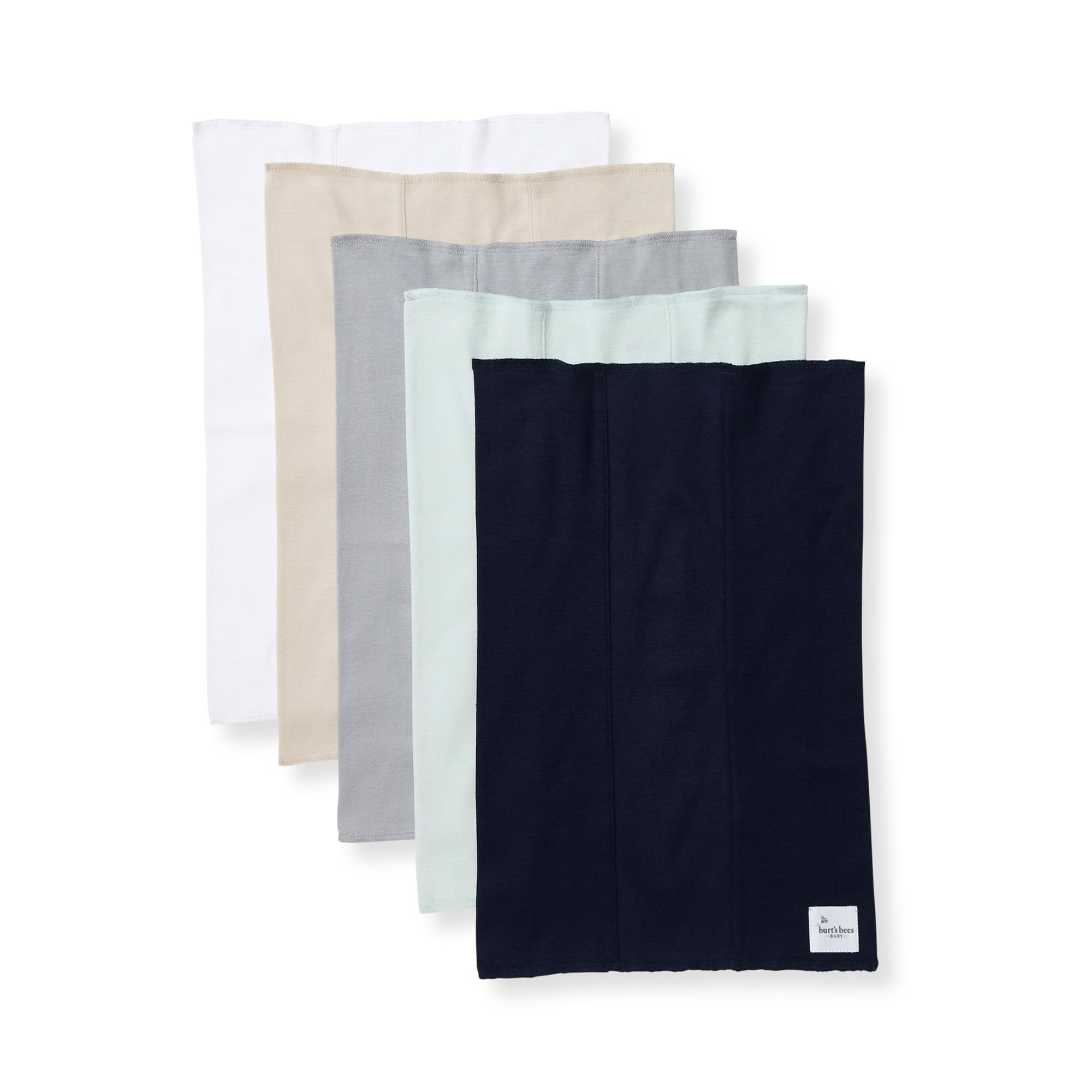 Burt's Bees Baby Baberos para bebés, 100% algodón orgánico Extra Absorbente y Suave, Baberos imprescindibles para recién Nacidos, Talla única de 17 x 11.4 Pulgadas (Paquete de 5)