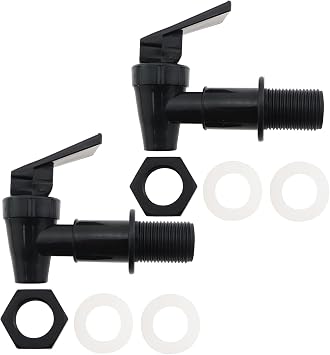 2 Sets 3.34 Inch Replacement Cooler Taps Water Dispenser Tap Black Dispenser Valve Kettle Tap Plastic Water Spout Suitable for Filtered Water Dispensers Canisters Glass