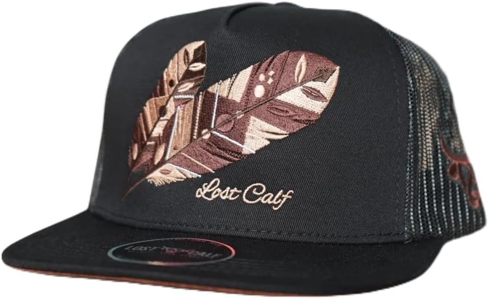 LOST CALF Tribe Brown Flat Feathers - Hats Cap