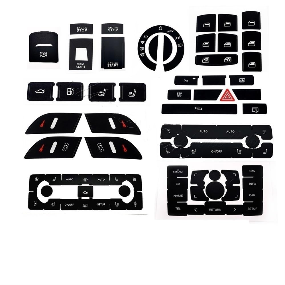Stickers boutons Audi A8 D3 rénovation console centrale et serrure