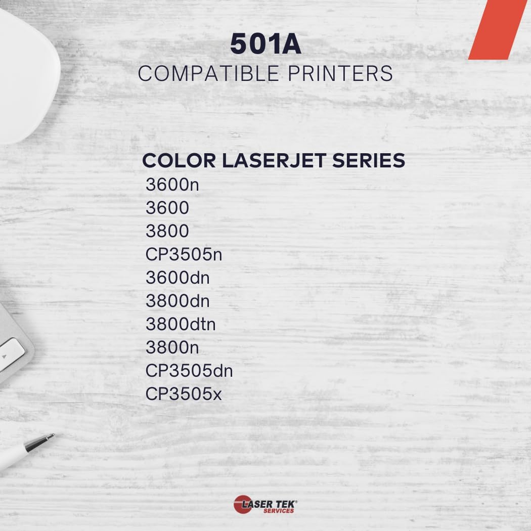 Laser Tek Services Compatible Toner Cartridge Replacement for HP 501A Q6470A Works with HP Color LaserJet 3600 3600fn 3600n Printers (Black, 1 Pack) - 6000 Pages