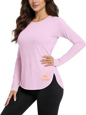 HIBETY Womens UPF 50+ Long Sleeve Rash Guard, Quick Dry UV Sun Protection Stretch Top for Hiking Swim Golf Workout Outdoor