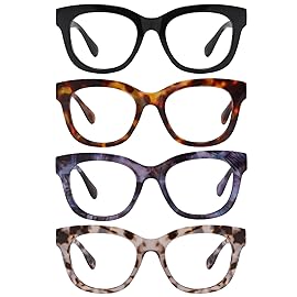 KSSESSE Reading Glasses for Women Men Square Oval Readers with Spring Hinge Thick Frame Style (Mixed Colors-C1, 2.50, x)