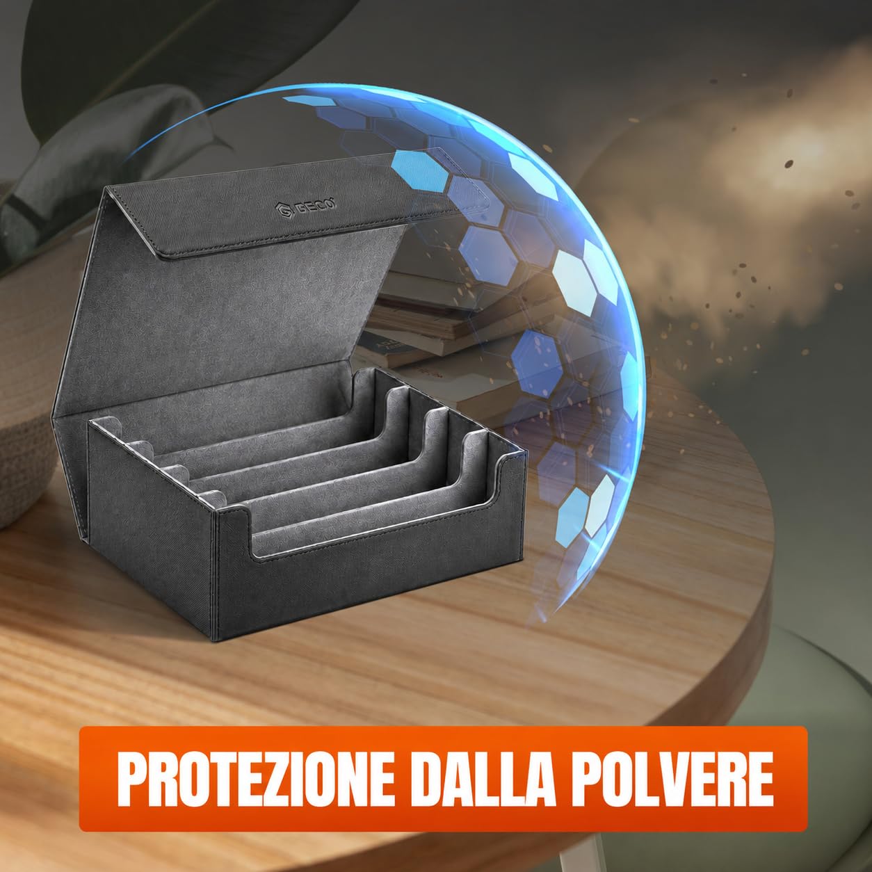 GECO® Box porta carte collezionabili per 2400+ carte – Nera Neues Artikel-Highlight: Deck box magnetica con 12 divisori e 4 blocca-carte – Box premium per carte collezionabili e accessori