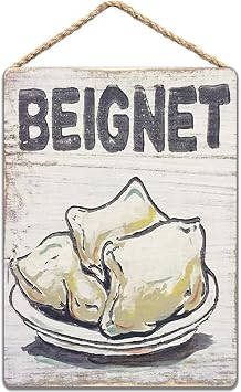 Beignet Wood Sign Rustic Bar Club Restaurant Shop Door Wall Hanging Decor 16x12 in / 40x30 cm