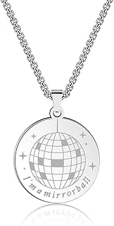 Mirrorball Necklace, for Song Lovers Fans Gift, I am a Mirrorball Necklace, Stainless Steel, No Gemstone