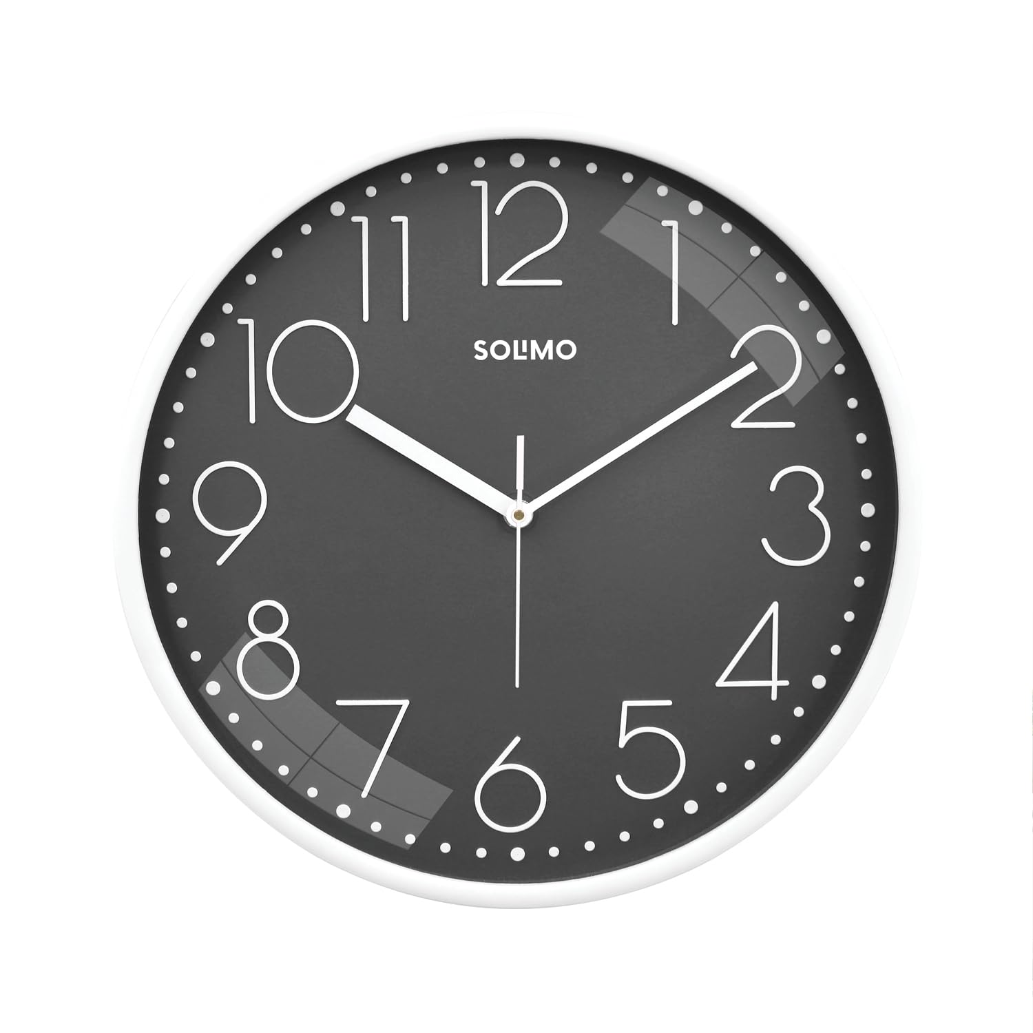 Amazon Brand - Solimo Plastic Analog Wall Clock, Quartz Movement, Silent Sweep, Modern Embossed, Easy-to-Read Time Indicator (30 Cm X 30 Cm, Grey)
