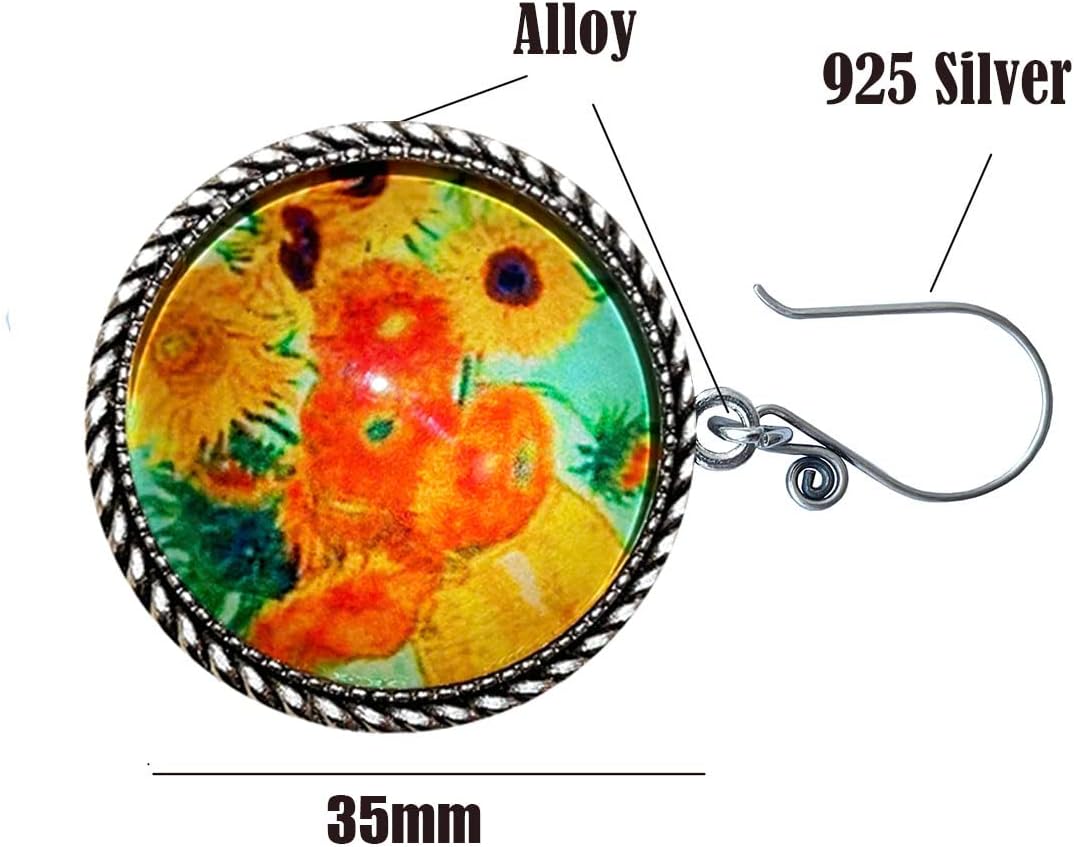 lovielf 925 Silver Portuguese Knitting Pin for Knitters with Teal Bohemian The Starry Night Sunflower Vincent Van Gogh Design- Magnetic | 2 pcs (Van Gogh)