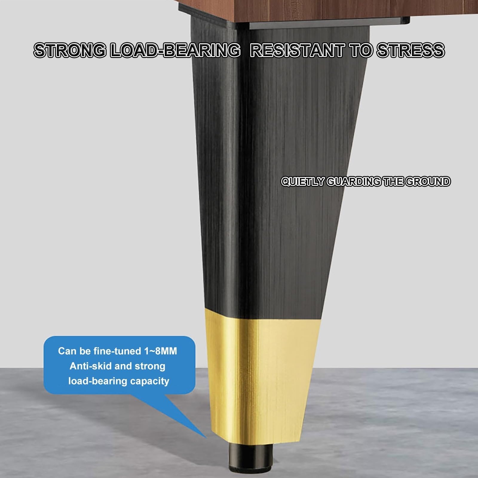 Patas de sofá ajustables de aluminio de 20 cm, juego de 4 patas plateadas para muebles y sofás, fácil de instalar con tornillos, perfecto para decoración del hogar y el baño