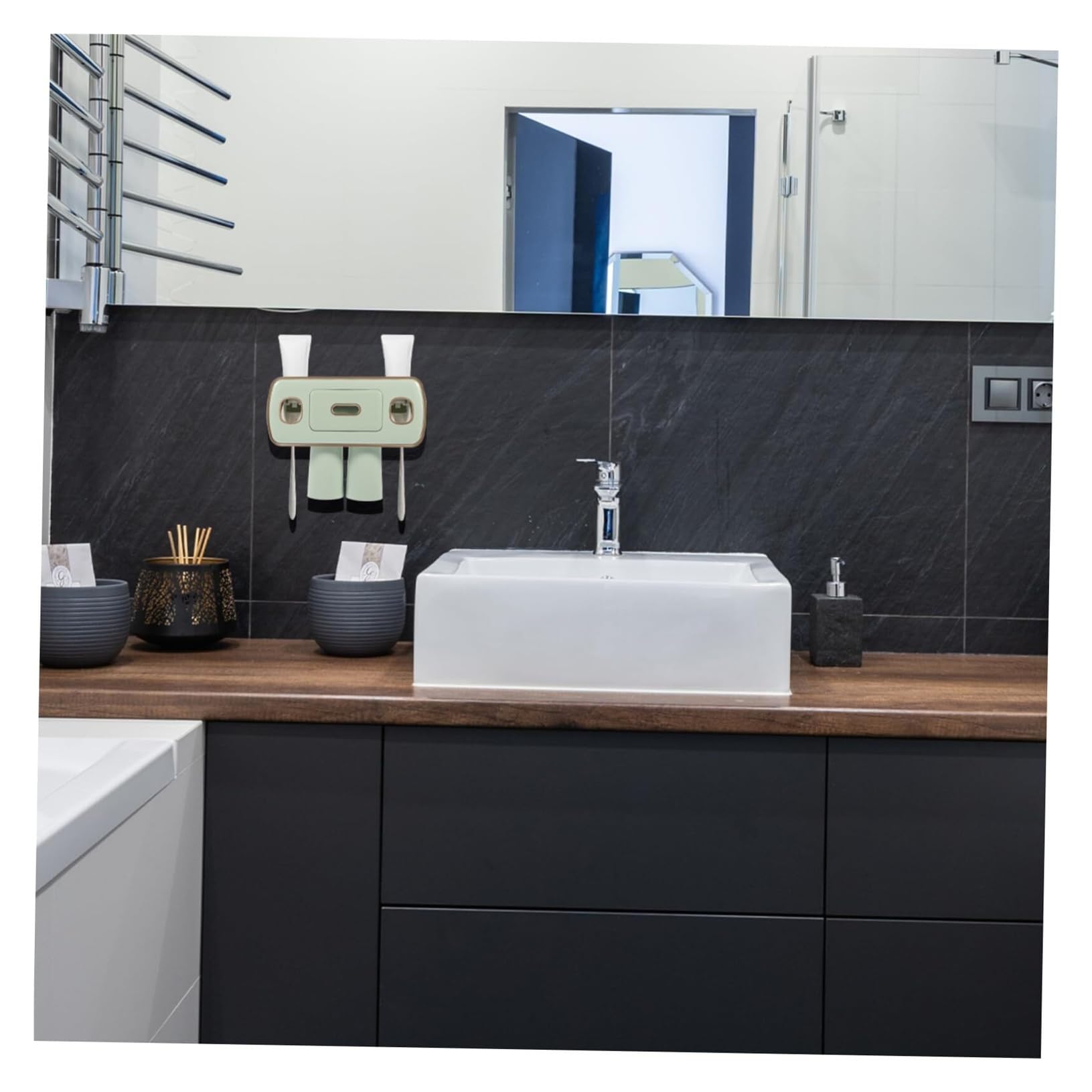 Soportes para cepillos de Dientes Bathroom Essentials - Estante de Almacenamiento for Montaje en Pared, dispensador Pasta Dientes, Soporte for Cepillo Organizador de Accesorios