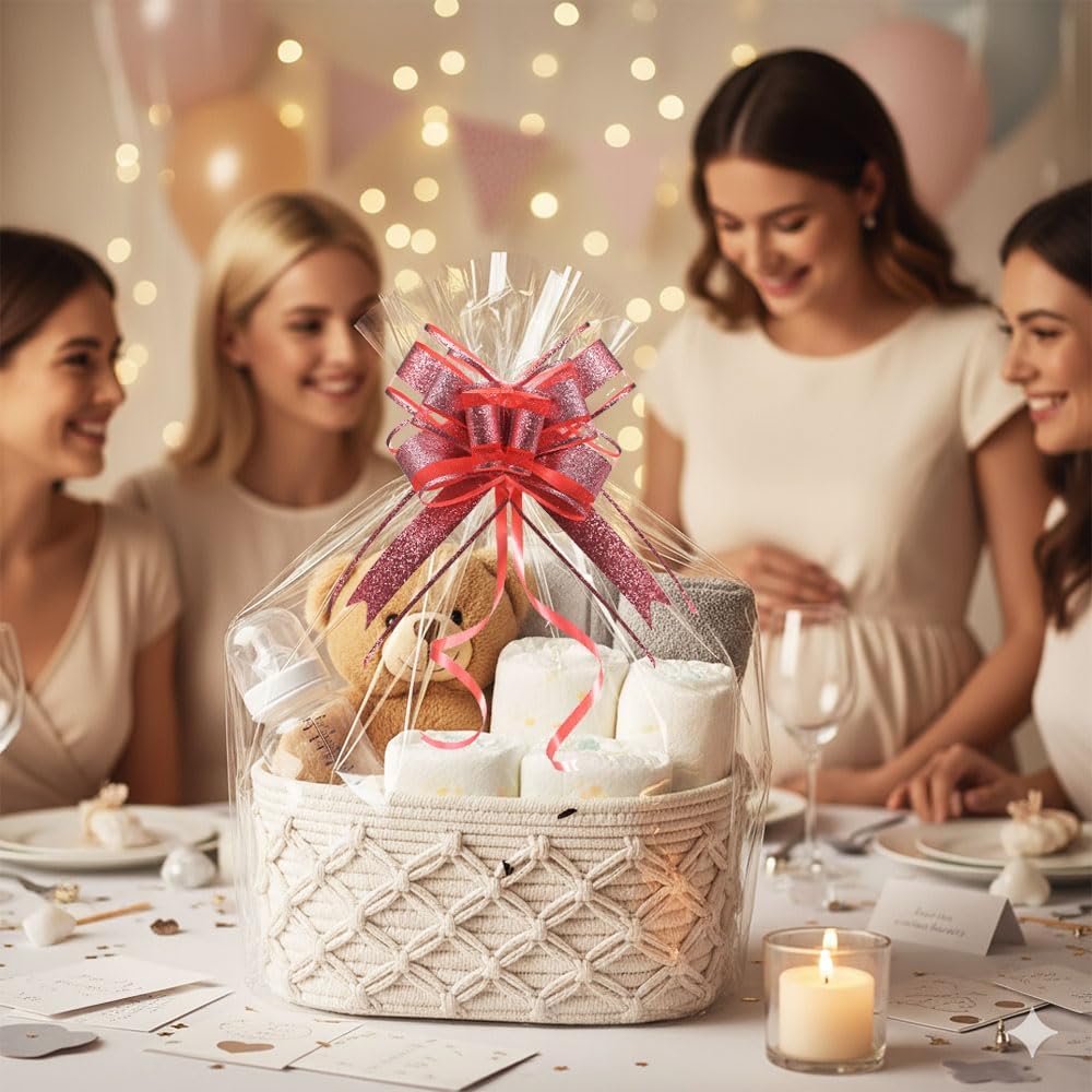 Red Glitter Pull Bows–6 Inch 10 Pack Romantic Gift Bows for Valentine, Christmas, Birthday Presents DIY, Party & Holiday Wrapping Decorations - Image 7