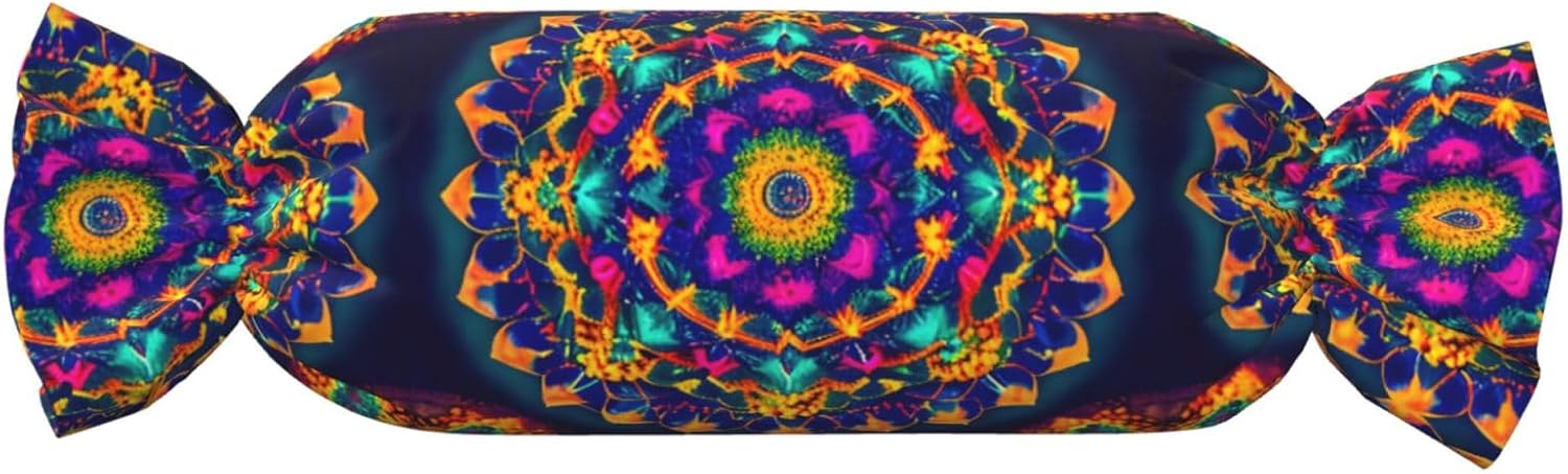 Mandala Pattern Print Candy Cylindrical Eco-Friendly Pillow Soft Velvet Living Room Bedroom Travel Decor