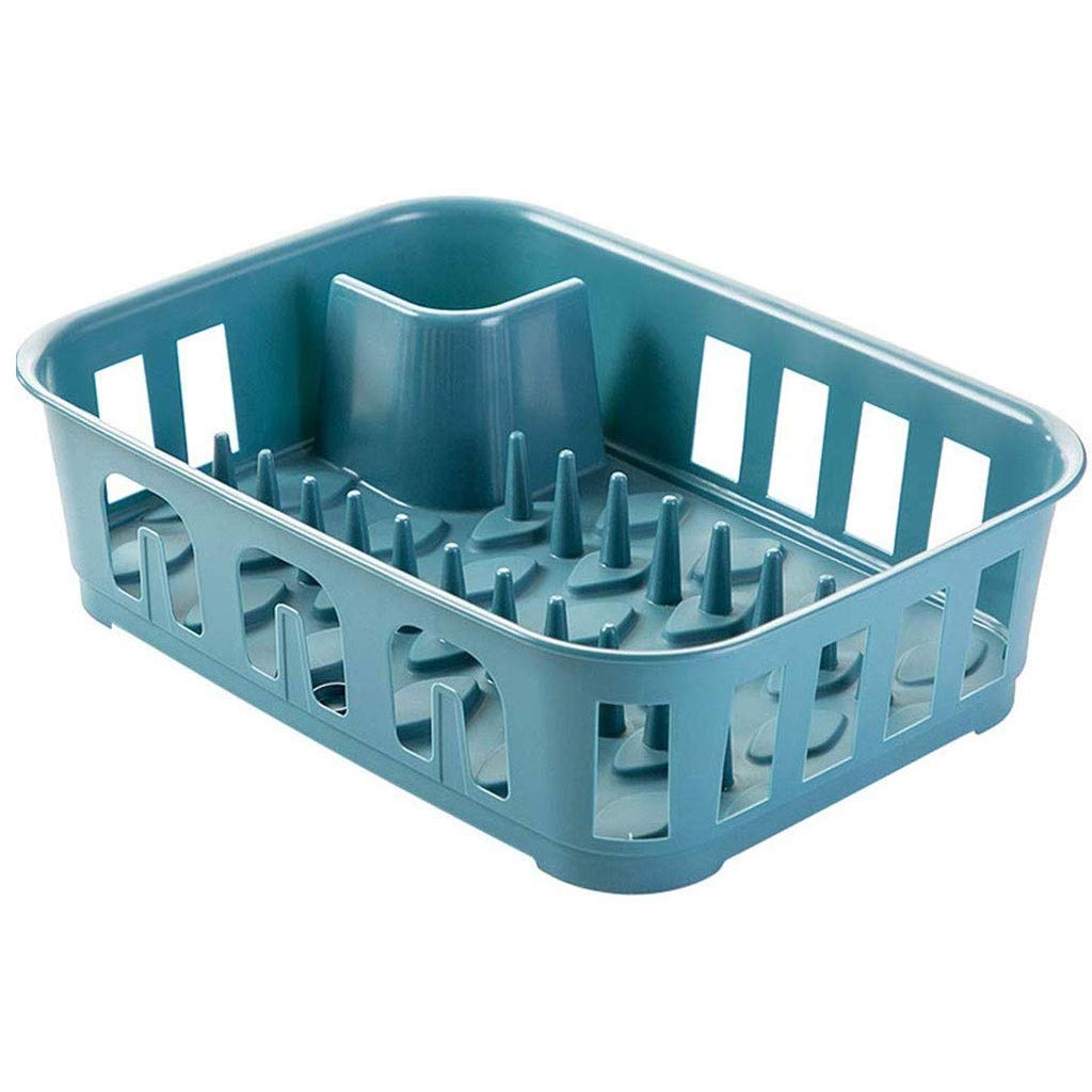Scolapiatti -Scolapiatti Scaffale di stoccaggio Stoviglie da Cucina Scaffale in plastica 35 * 28,5 * 11 cm (Colore : Blu) (Blu)