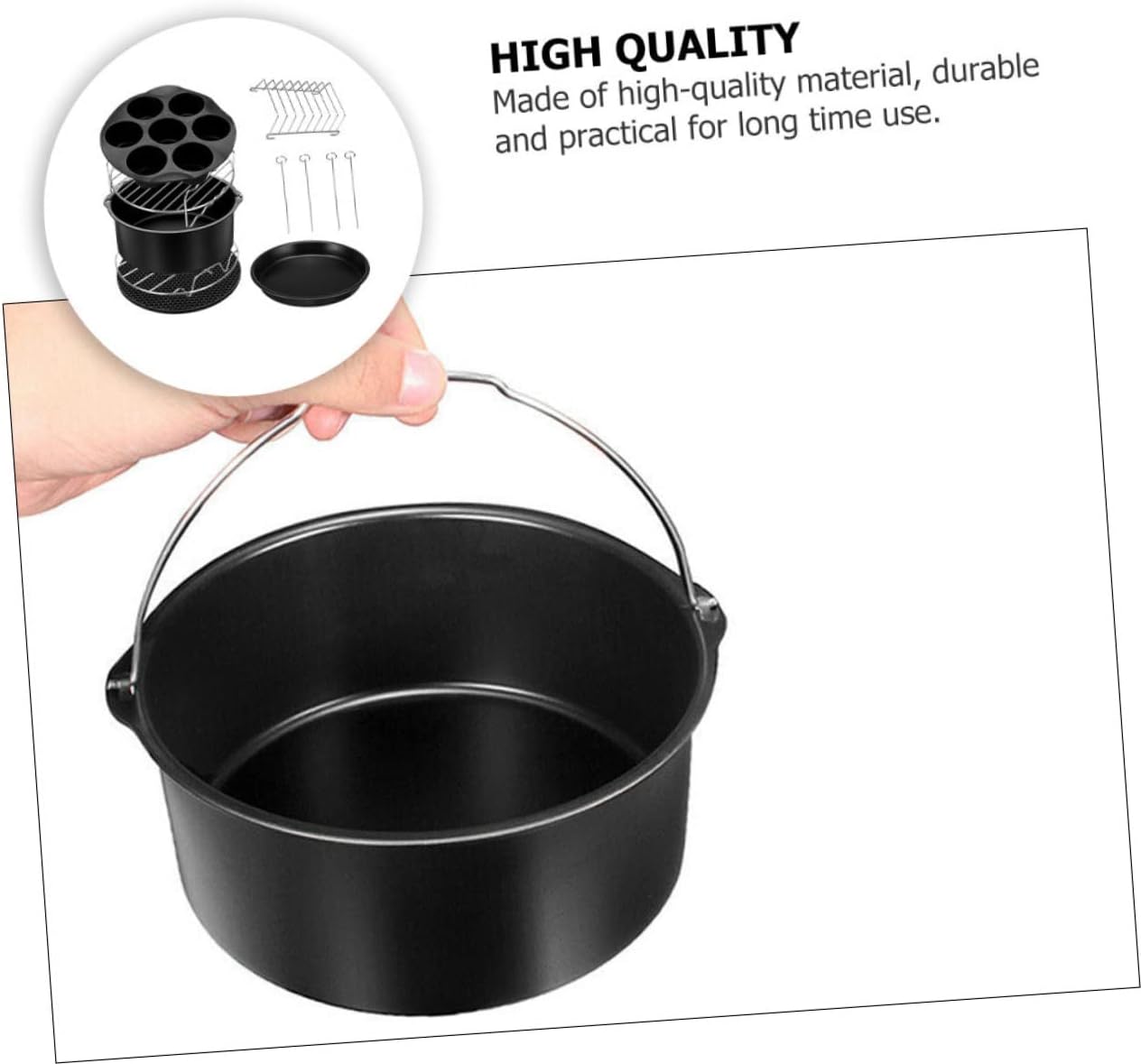 UPKOCH 1set Air Fryer Accessories Cooking Barbecue Parties Includes Cake Pan Pizza Tray and Frying Rack for Outdoor and Indoor Use Black