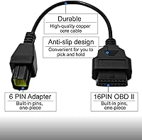 Vista 3 de Adaptador de Cable de Diagnóstico de 16 Pines a 6 Pines OBD2 OBDII para Motocicleta Compatible con Husqvarna