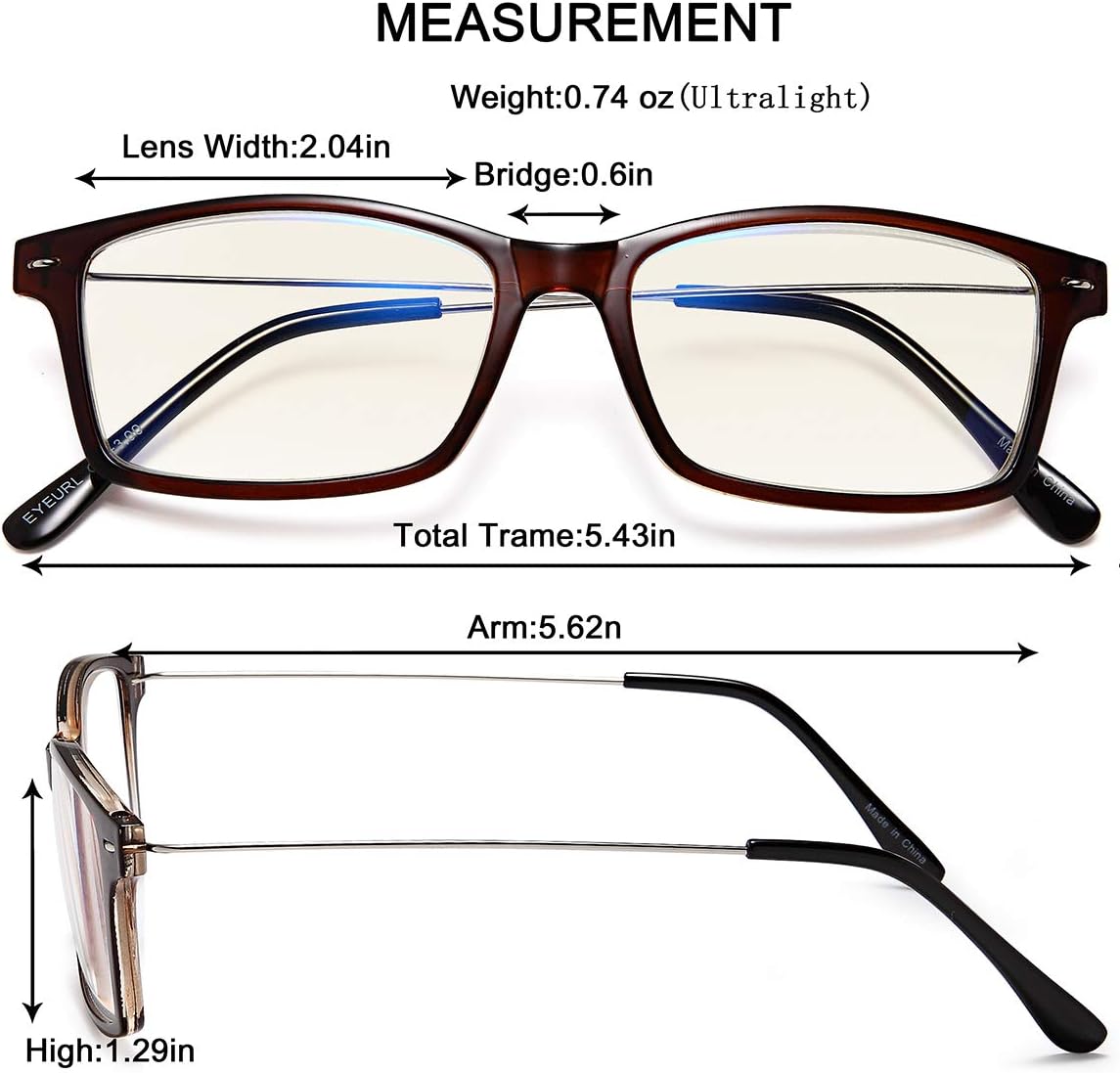 EYEURL Blue Light Blocking Reading Glasses 2 Pairs Computer Readers for Men and Women +1.0 UV Protection and Best Design Eyeglasses