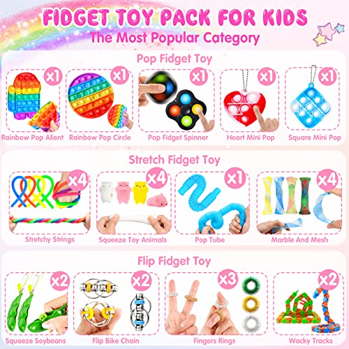 (27 Pcs) Fidget Toy Pack Sensory Squeeze Toys Set For Boys Party Favors Pop Fidget Box Figet Kit Figetsss Toy For Girls Toddlers Adhd Autism Stocking Stuffers Carnival Classroom Treasure Chest Prizes #TOP1