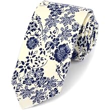 Parquet Mens Floral Tie | Cotton Printed Skinny Necktie for Wedding | Spring & Summer