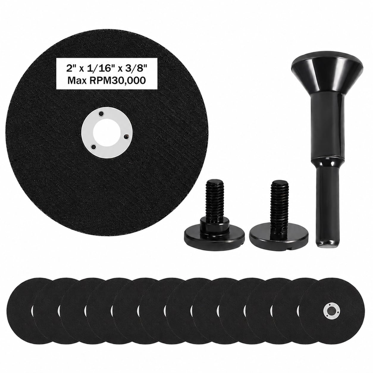 Rueda de corte de amoladora de 2 pulgadas, paquete de 15 discos de corte de metal de 2 pulgadas, agujero de eje de 3/8 pulgadas, cortador de PVC de carbono de acero con vástago de 1/4 pulgadas,