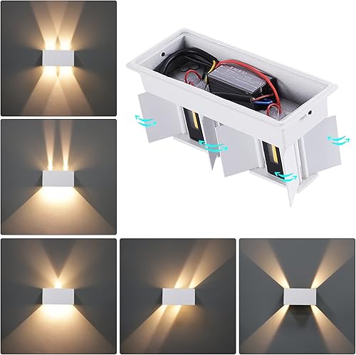 Miniatura 2 de Kawell Lámpara de pared moderna de 12 W, lámpara de pared LED de ángulo de haz ajustable, lámpara de pared de aluminio para interiores y exteriores,