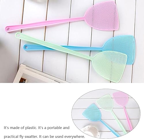 Miniatura 3 de Paquete de 3 matamoscas manual de plástico fuerte, peso ligero, control de plagas de insectos y avispas con mango flexible de 13.8 pulgadas de