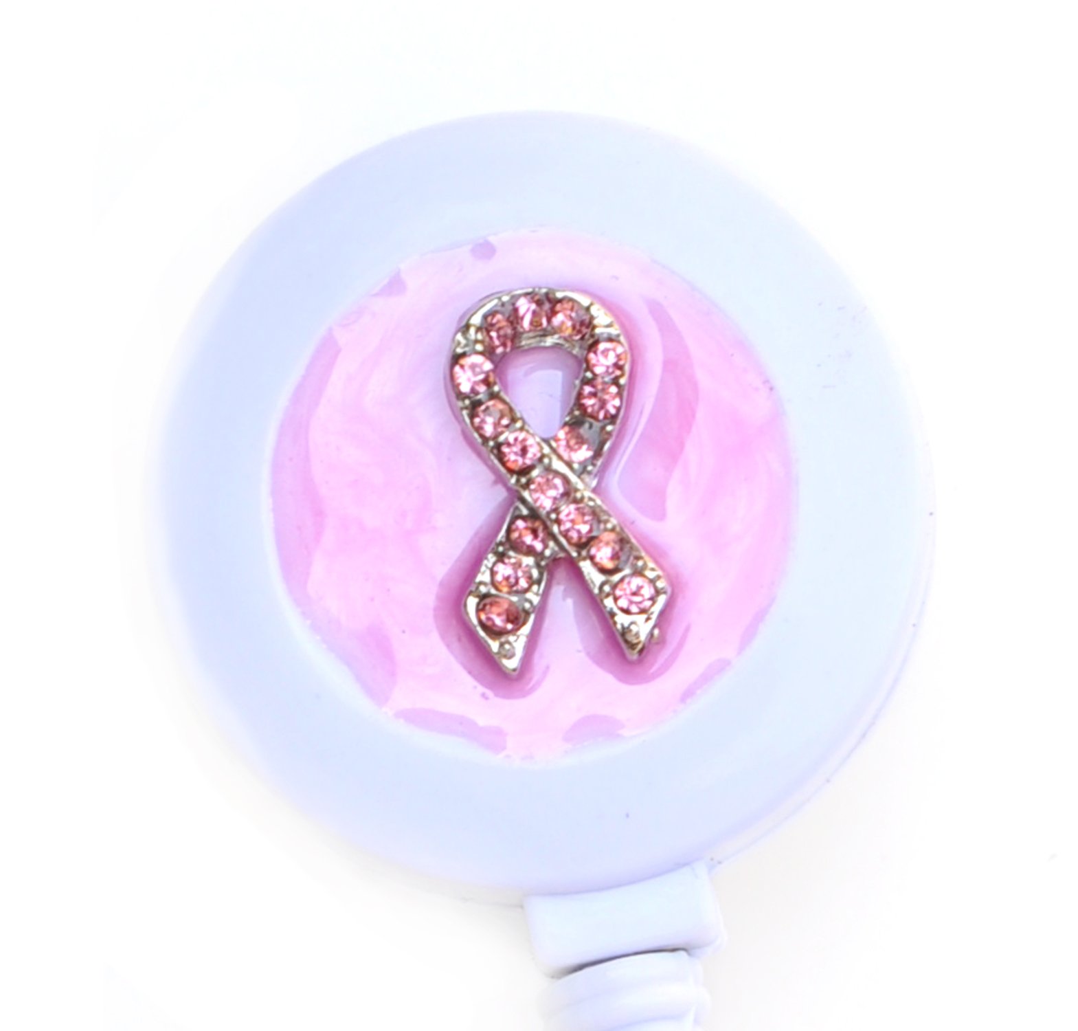 Sizzle City New Custom Breast Cancer Awareness Pink Ribbon Rhinestone Retractable Badge Reel