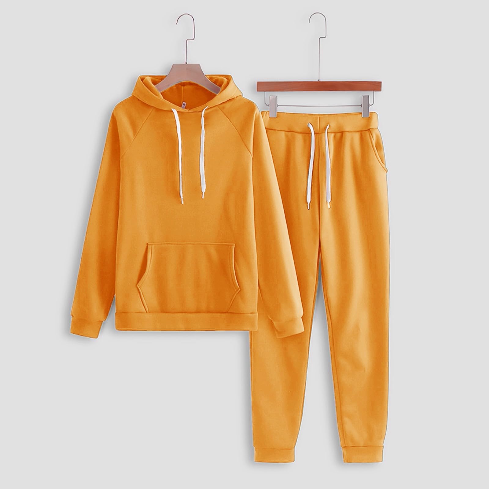 Tenue de loisirs pour femme - Ensemble pyjama côtelé - 2 pièces | Sweat à capuche à manches longues et longue taille élastique, pantalon de loisirs, pyjama avec cordon de serrage et poches