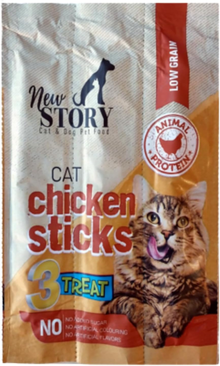 New Story Tavuk Etli Stick Kedi Ödül Maması, 5 Gram x 3 Adet, 3'lü Paket